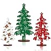 3 Pcs Wooden Christmas Tree Tabletop Signs Decor 3 Sizes Double Sided Design Christmas Decorations Indoor Table Centerpieces Christmas Tiered Tray Decor for Home Mantel Fireplace Windowsill Party
