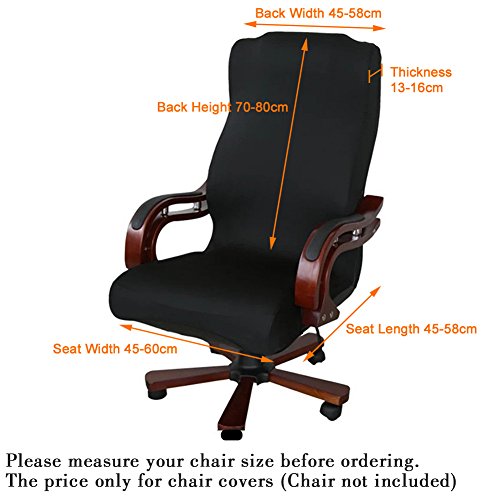 Stretchable Removable Resilient Chair Covers Computer Swivel Chair Cover Universal Armchair Cover Slipcover for Office Rotating Chair Dinning Chair Modern Simplism Style (No Chairs) (Black) - Image 2