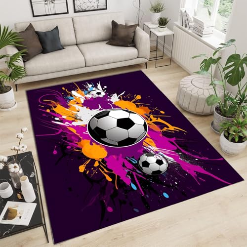 Tapis de salon violet grand format design graffiti abstrait ras