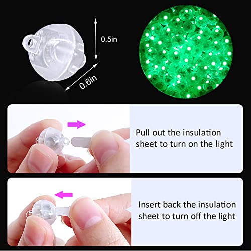 Image of ZGWJ 100PCs Green Balloon Lights Mini, Battery Powered, Long Standby Time Waterproof Tiny Led Round Flash Light for Paper Lantern Balloon Party Easter Eggs Wedding Christmas Halloween Decorations