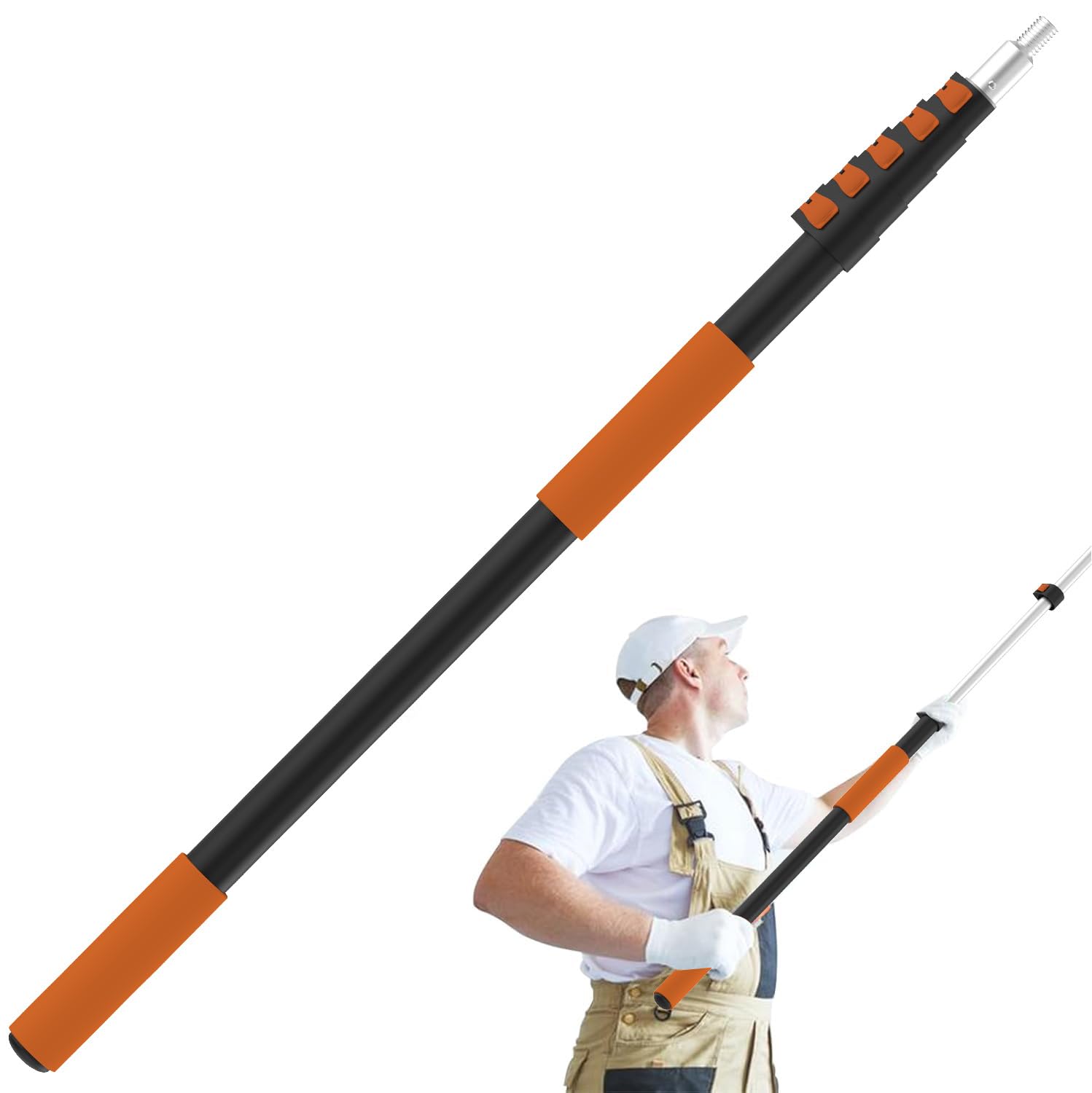 Telescoping Extension Pole, Reach to 30FT Telescoping Pole Multi-Purpose 5-24FT Lightweight, Sturdy with Universal Twist-on Metal Tip Extendable for Dusting Painting Window Cleaning