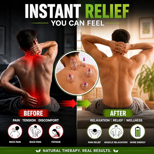 Image of Premium Hijama Cupping Therapy Set for Pain Relief, Muscle Recovery, Detoxification and Blood Circulation Improvement| Professional Vacuum Suction Cups Kit with Strong Pump for Home and Clinical Use|Durable, Skin-Safe Medical Grade Material for Safe and Effective Treatment| (Black Pump and 24 Cups (4 Pair, Size 1-6)