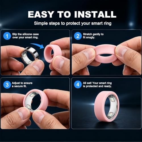 ILSFCHO Ring 5 Cover–Compatible with Oura Ring Gen 5 Silicone Protector, Anti-Scratch Protective Case, Supports Charging Smart Ring Accessories for Men Women(2 Pack Size M Fits 9/10/11) - 3