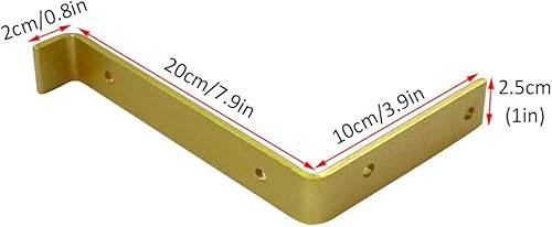 Miniatura 2 de Soporte de estante de borde dorado con forma de L, soporte de esquina montado en la pared, soportes de estante de partición, soportes de estantería