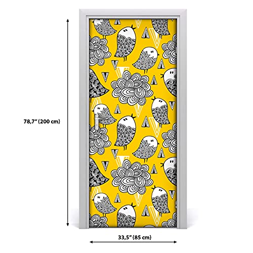 Autocollant de porte 85x200cm imperméable doodle bird large décor