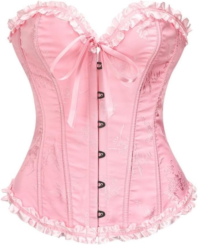 Corset Tops For Women, Bustier Shapewear Lingerie Yellow And Blue, Push Up Bodysuit(Pink,XS)