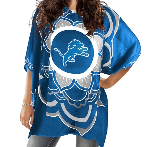 Littlearth Womens NFL Detroit Lions Sheer Caftan with Flower Design Team Color One Size