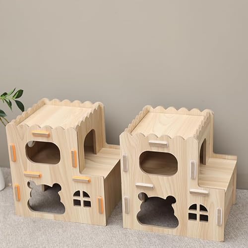 Oliman Grande labirinto de hamster casa de madeira divertida slide house brinquedos de mastigar caba