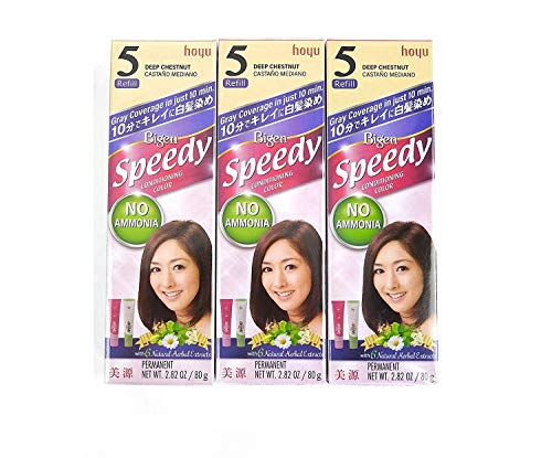 BIGEN SPEEDY CONDITIONING COLOR (#5 Deep Chestnut) Pack of 3 No Ammonia 