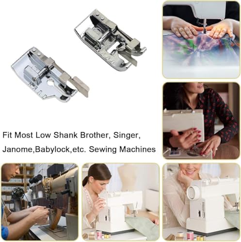 2 Pack Stitch in Ditch Foot and 1/4\'\'(Quarter Inch) Quilting Patchwork Presser Foot with Edge Guide Set for Most Low Shank Snap-On Singer, Brother, Janome, Juki, New Home, and More Sewing Machines