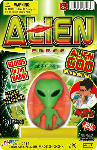 JA-RU Glow in The Dark Egg Slime & Alien Figure Neon Gooey Fidget Toy Slime Kit Putty Sensory Tactile Stimulation Toy Stress Reliever Party Favor Science 5426
