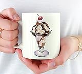 DJ Rogers Fine Art Ice Cream Sundae Mug - Ice Cream Lover Coffee Mug - 11 oz - Unique Ice Cream Sundae Gifts