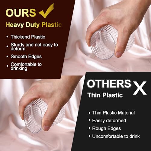 Image of Lueumxc 20 Pack Plastic Ribbed Wine Glasses, 14Oz Origami Disposable Wine Glasses Unbreakable Clear Plastic Cocktail Glasses Recyclable Shatterproof Reusable Wine Cups