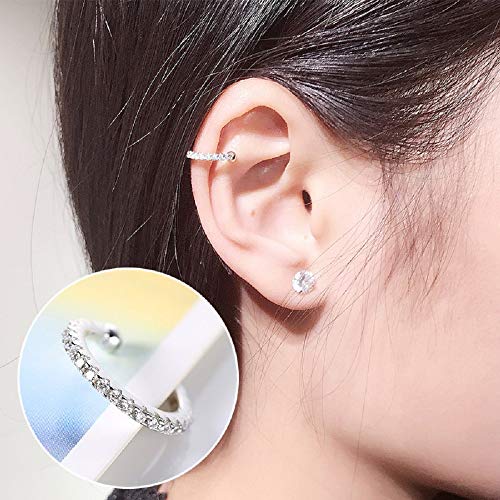 Small Hoop Cubic Zirconia Huggie Clip On Earrings Ear Cuffs for Non Pierced Ears Cartilage4
