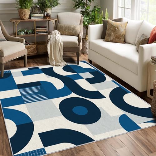 Tapis rétro années 50 antidérapant lavable motif géométrique abstrait