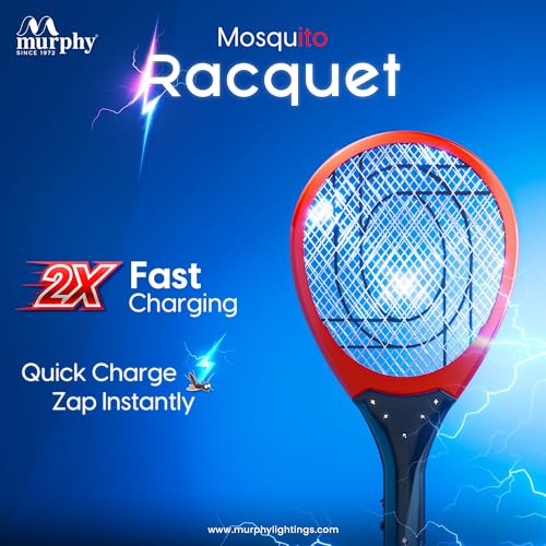 Image of Murphy PowerZap Mosquito Killer Bat | Fast-Charge Rechargeable Electric Racket with LED Light | Instant Kill, Long Battery, 6-Month Warranty | Made in India