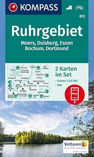 KOMPASS Wanderkarte Ruhrgebiet: 2 Wanderkarten 1:35000 im Set inklusive Karte zur offline Verwendung in der KOMPASS-App. Fahrradfahren. (KOMPASS-Wanderkarten, Band 823)