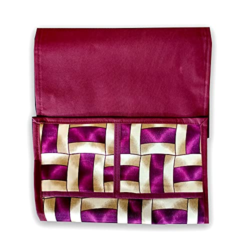 Image of KANUSHI Industries Microwave /Oven Top Cover with 4 Utility Pockets (VAR1-MICRO-PURPLE-GOLDEN-LINE-01)