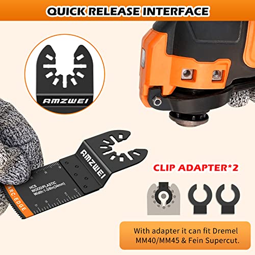 154 Pack Oscillating Saw Blades, Amzwei Oscillating Tool Blades With Sandpaper, Arc Edge Multitool Blades For Wood Metal Plastics Multi Tool Blades Kits For Dewalt Ryobi Milwaukee Rockwell Fein Makita #TOP6