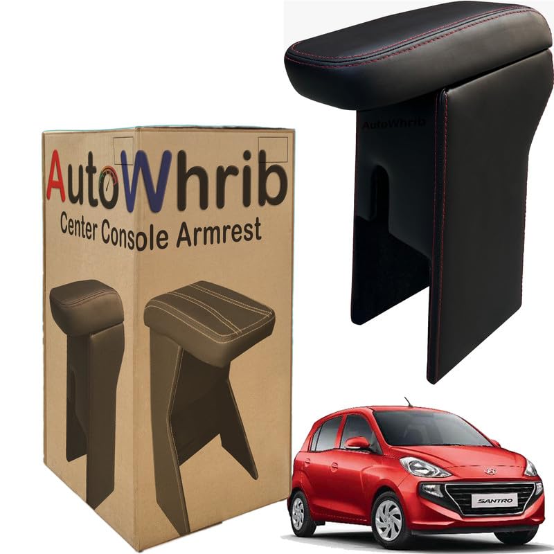 Image of Car Arm Rest For Santro 2018 Armrest with Storage Box & Soft Cushion Pad, Luxury Arm Rest, Black Colour