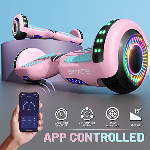 Image of SIMATE Scooter, Bluetooth Speakers and LED Light-Up Wheels, APP Control, Dual 250W Motors, 8.5 mph Max Speed & 8.5 Miles Max Range, Gifts for Kids Adults Girls Boys