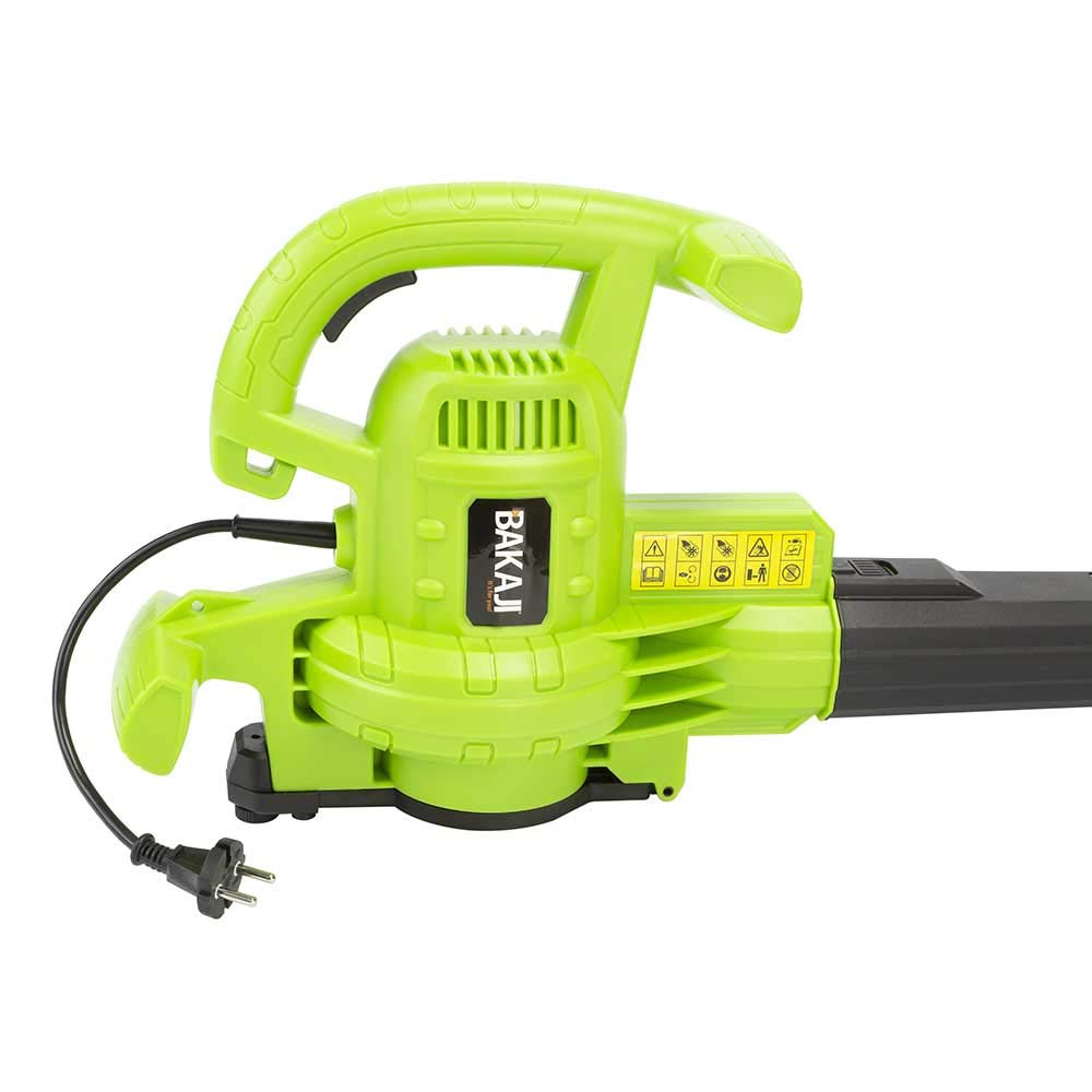 BAKAJI Extracteur de Feuilles électrique de Jardin 3 en 1 aspirateur déchiqueteuse et souffleur à Feuilles, Puissance 3000 W avec réservoir de Collecte 40 l et bandoulière pour Entretien, avec Fil