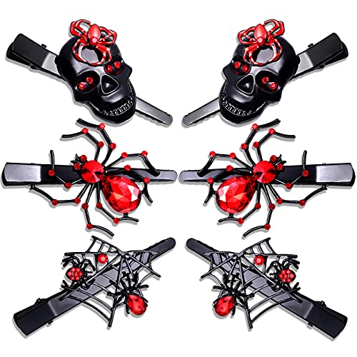 Phalin Halloween Hair Clips Gothic Large Spider Web Skull Hair Clip For Women Spooky Alligator Duckbill Hair Pins Barrettes Halloween Hair Accessory Costume Party Gifts cover