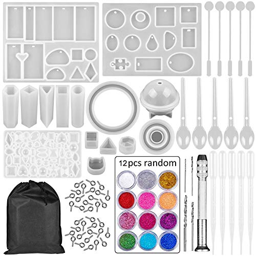 Emfure 83 Pieces Resin Casting Molds and Tools Set with A Black Storage