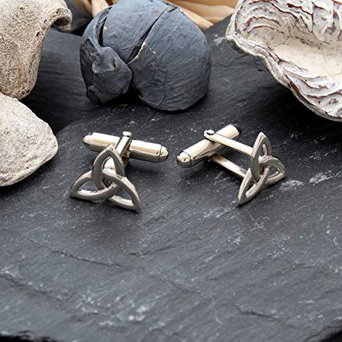 Alexander Castle Men's Cufflinks 925 Sterling Silver Celtic Cufflinks 15mm x 14mm Celtic Trinity Cufflinks with Jewelry Gift Box2