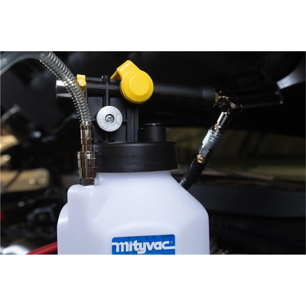 Mityvac MV7102 Fluid Extractor Dispenser for Evacuating, Topping-Off, Refilling Reservoirs or Bleeding Hydraulic Brake/Clutch Systems, 2.5 Quart, 120 PSI, Compressed Air, Vacuum or Positive Pressure