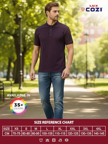 Image of Lux Cozi Men's Cotton Solid Polo Tshirt | Collar Tshirts | Half Sleeves | Stylish & Premium All Day Wear | Pack of 1