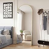 Sweetcrispy 65'x24' Arched Full Length Mirror, Leaning or Standing Full Body Mirror with Aluminum Alloy Thin Frame, Suitable for Bedroom or Cloakroom,Gold