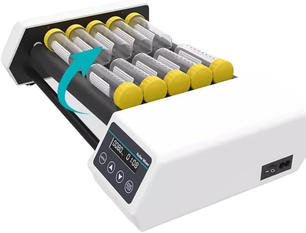 Tube Roller Mixer, 20-80 RPM Adjustable Speed, Timing 1 Min - 23h59min Digital Lab Tube Mixer Tool, for School Laboratory and Home