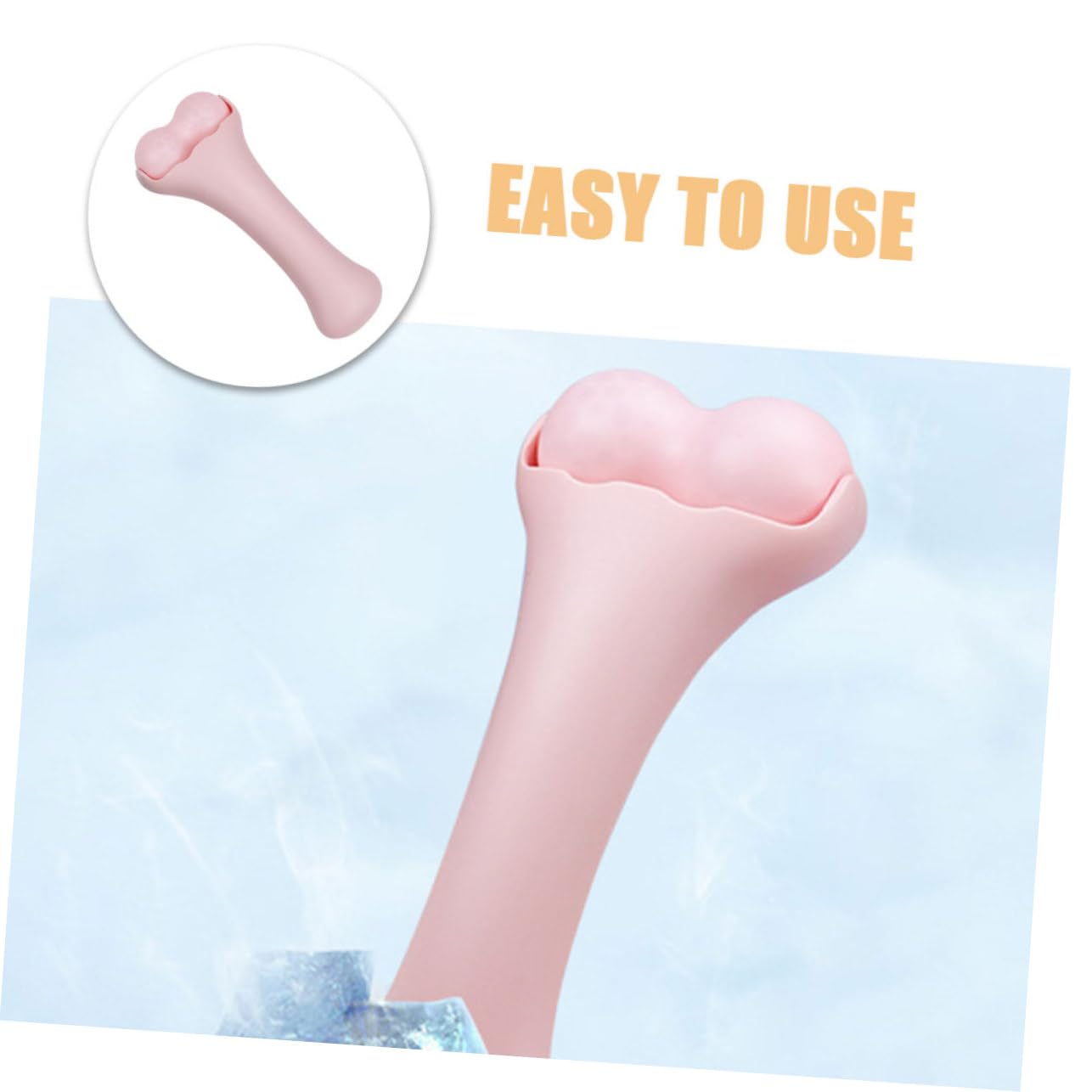 Rodillo Hielo Facial Portátil Doble Cabezal Masajeador Ergonómico para Cuidado Piel Mujeres y Viaje
