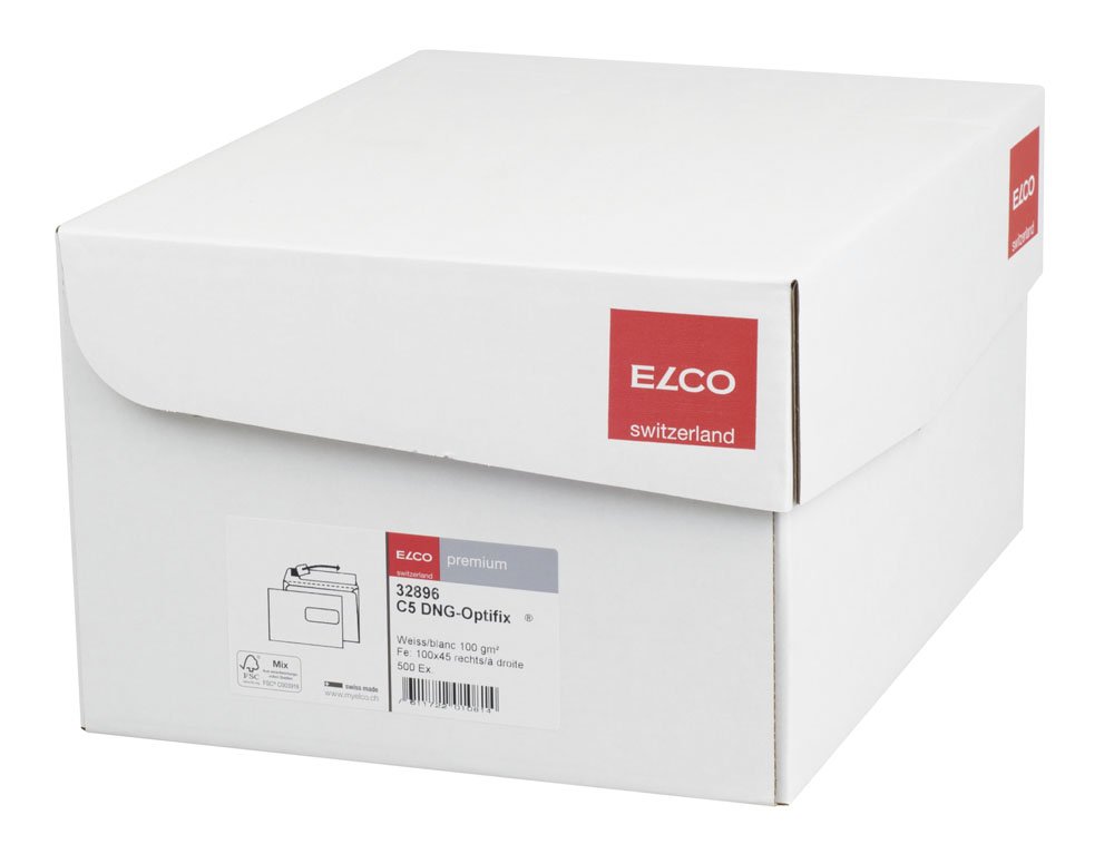 Elco 32896 500 Premium Briefumschläge, C5, 162 x 229 mm, weiß