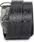 Western-Leather-Belt Vintage-Cowgirl-Cowboy-Embossed-Buckle-Belt Floral-Engraved-Country-Belt for Men Women