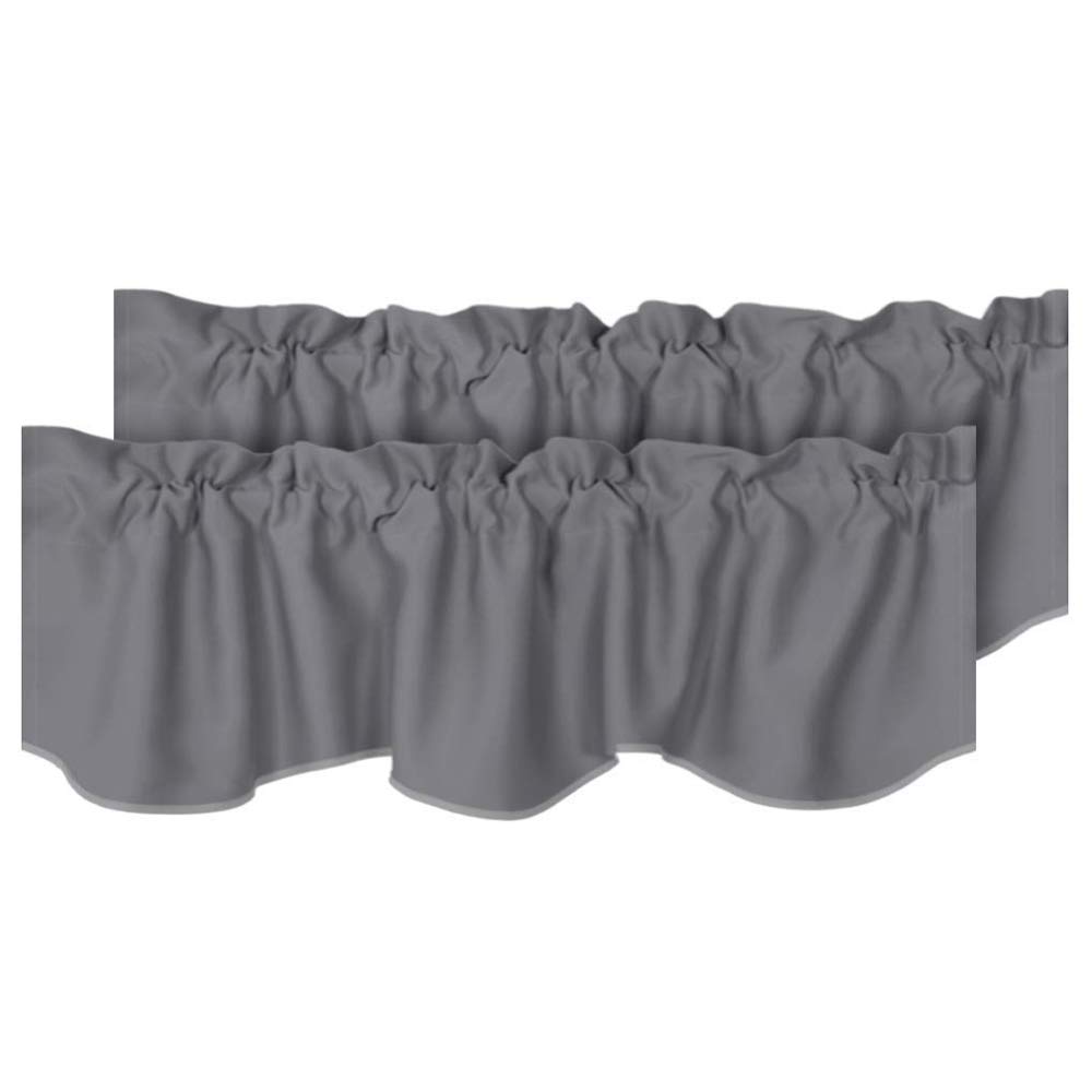 H.VERSAILTEX 2 Panels Blackout Curtain Valances for Kitchen Windows/Living Room/Bathroom Privacy Protection Rod Pocket Decoration Scalloped Winow Valance Curtains, 52" W x 18" L, Bluish GrayGlobal Recycled StandardOEKO-TEX STANDARD 100Global Recycled StandardGlobal Recycled Standard
