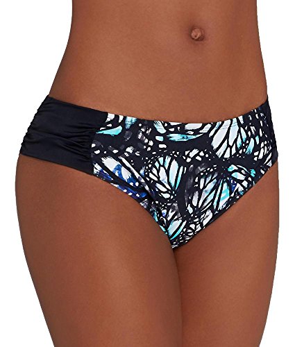 Panache Annalise Gathered Bikini Swim Bottom, L, Butterfly Print