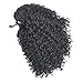 Afro Curly Kinky Straight Wave Clip in Ponytail Drawstring for Black Woman Hair Extension High Puff Afro (Natural Black)