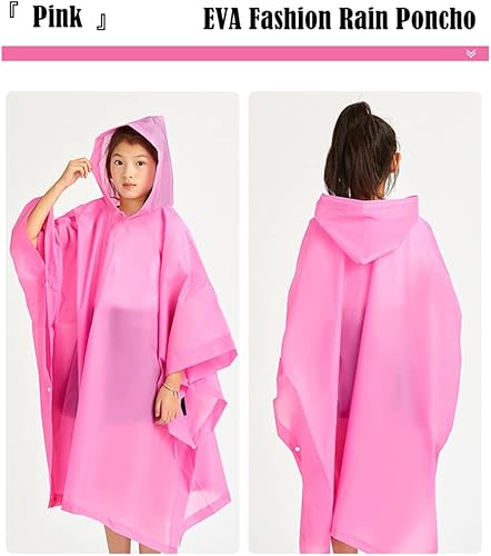 Miniatura 6 de Rain Poncho for Kids (2 Pack), Reusable EVA Children Raincoat Ponchos Rain Jacket with Hood for 6-14 Girls Boys