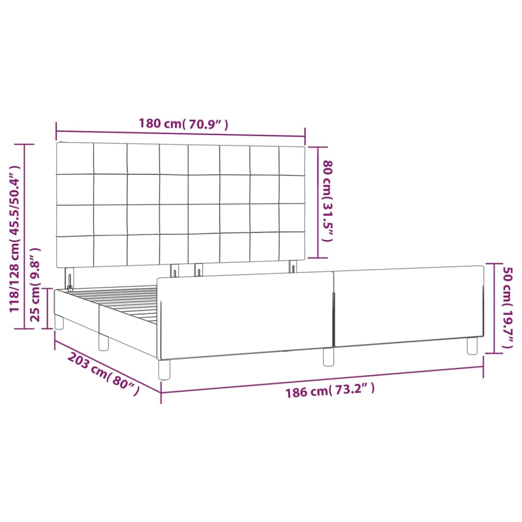 vidaXL Estructura Cama con Cabecero Matrimonial Somier Tapizado Dormitorio Habitación Muebles Cuarto Descanso Terciopelo Gris Oscuro 180x200 cm