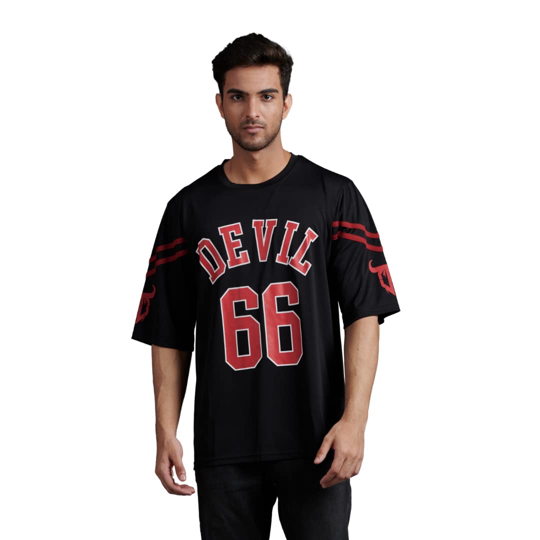 Oversize Fit 100% Polyester Casual Round/Crew Neck Half Sleeves Drop Shoulder Everyday Wear Stylish Printed T-Shirt for Men/Boys