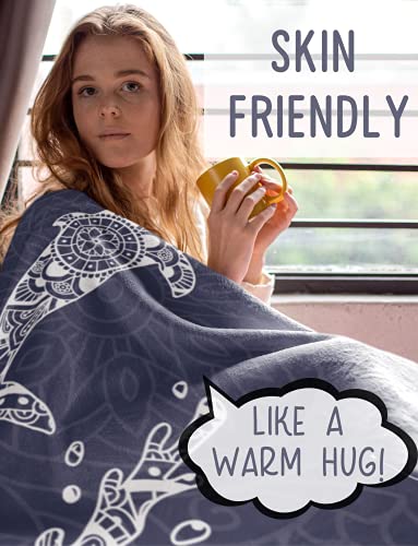 Innobeta Dolphin Blankets For Women/Kids/Boy/Girl - Great Gifts For Dolphin Lovers On Birthday/Christmas - Animal Mandala Design Throw Blanket - 50'' X 65'' Unique Design Flannel Plush Blanket #TOP4