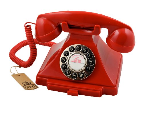 Teléfono telefónico clásico GPO rojo con botones