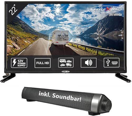 Reflexion 22 Zoll Fernseher mit Soundbar - 12V KFZ-Adapter für Wohnmobile und Wohnwagen - HDMI, USB, Bluetooth - LED2225SB Reflexion 22 Zoll Fernseher mit Soundbar - 12V KFZ-Adapter für Wohnmobile und Wohnwagen - HDMI, USB, Bluetooth - LED2225SB