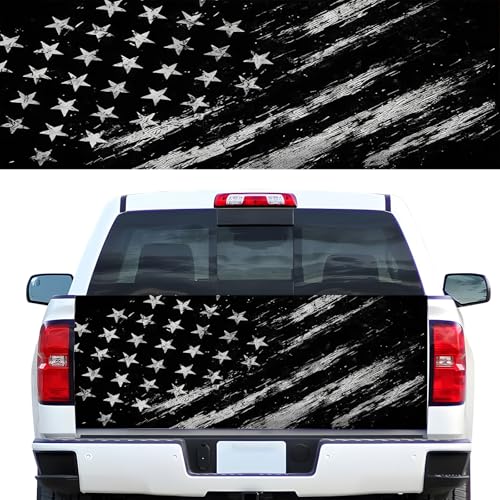 Image of Turck Tailgate Wraps Decals - 66x23.6 in Tailgate Decals for Trucks, American Flag Tailgate Graphics for Trucks Pickup Personalized Decoration, American Flag Tailgate Decal