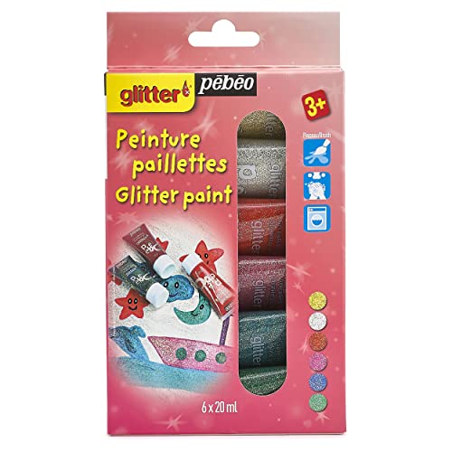 Pébéo Kit découverte peinture paillettes 6 tubes de 20 ml Assorties