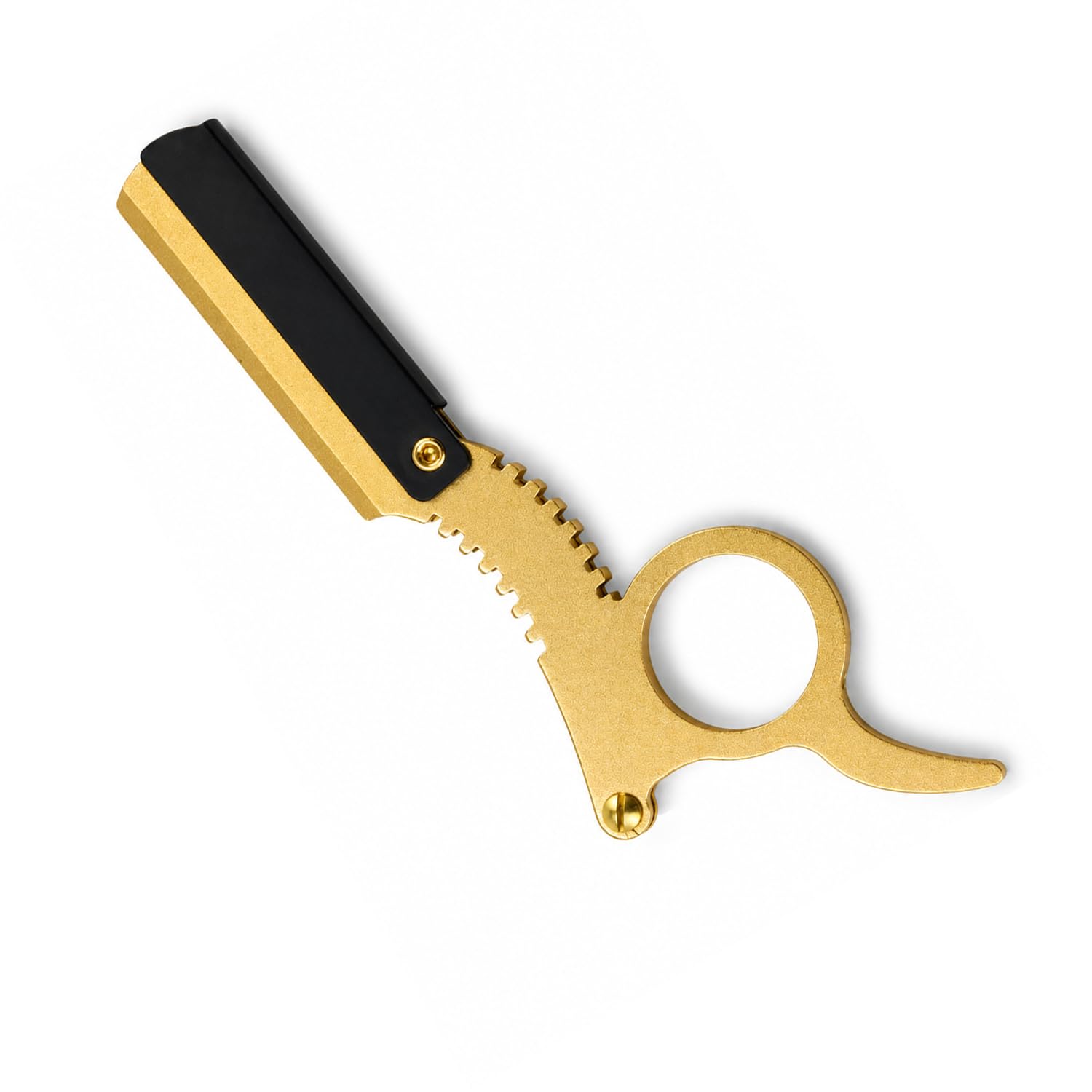 Straight Compact Barber Razor for Men, Stainless Steel | Rust-Free Shaving | Travel Razor with Finger Ring Grip & Adjustable Screw | Free Blade Inside-image-48