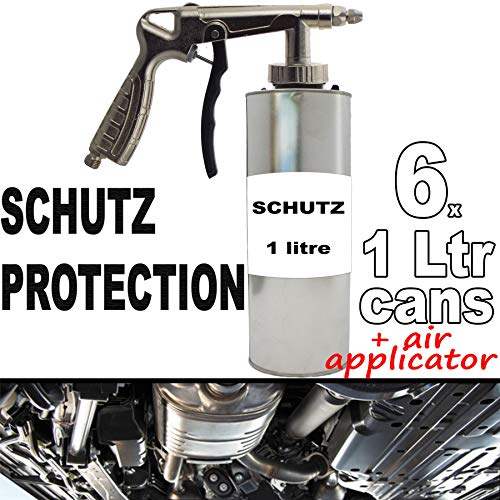 Pro Range Schutz Paint 6 x 1 Litre Bottles + Air Application Gun Underseal/Underbody/Schutz Protection Can be applied Smooth or Textured. Protect your chasis from Rust, Stone Chips, etc