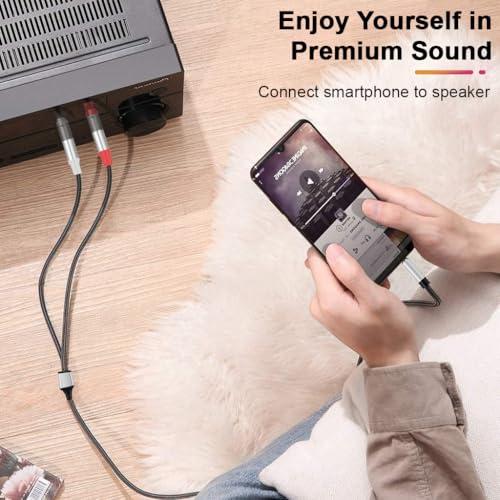 Image of Verilux 10FT /3M 3.5mm to Dual 6.35m Aux Cable for Speakers, Dual 6.35mm 1 /4 inch Male to 3.5mm 1 /8 inch Male Aux Cable, TRS Bidirectional Stereo Audio Cable Jack for Guitar, Home Theater Devices, Speaker